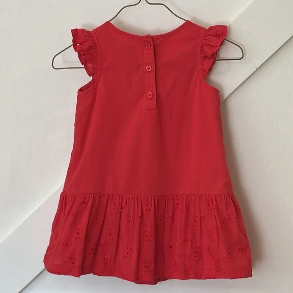 FINAL PRICE! Baby Gap Heart Embroidered Fully Lined Ruffle Dress 100% Cotton - Picture 4 of 5